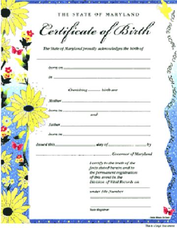 Commemorative Birth Certificate